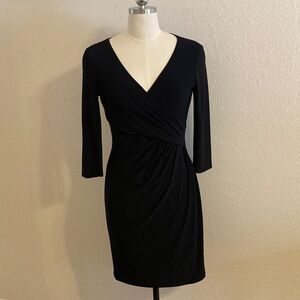 Ralph Lauren Little Black Dress with v-neck wrap bodice, size 8 Petite